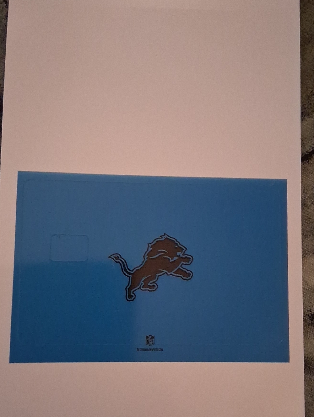 Detroit Lions Clear Blue Document Holder with Team Logo Debit Card Sticker